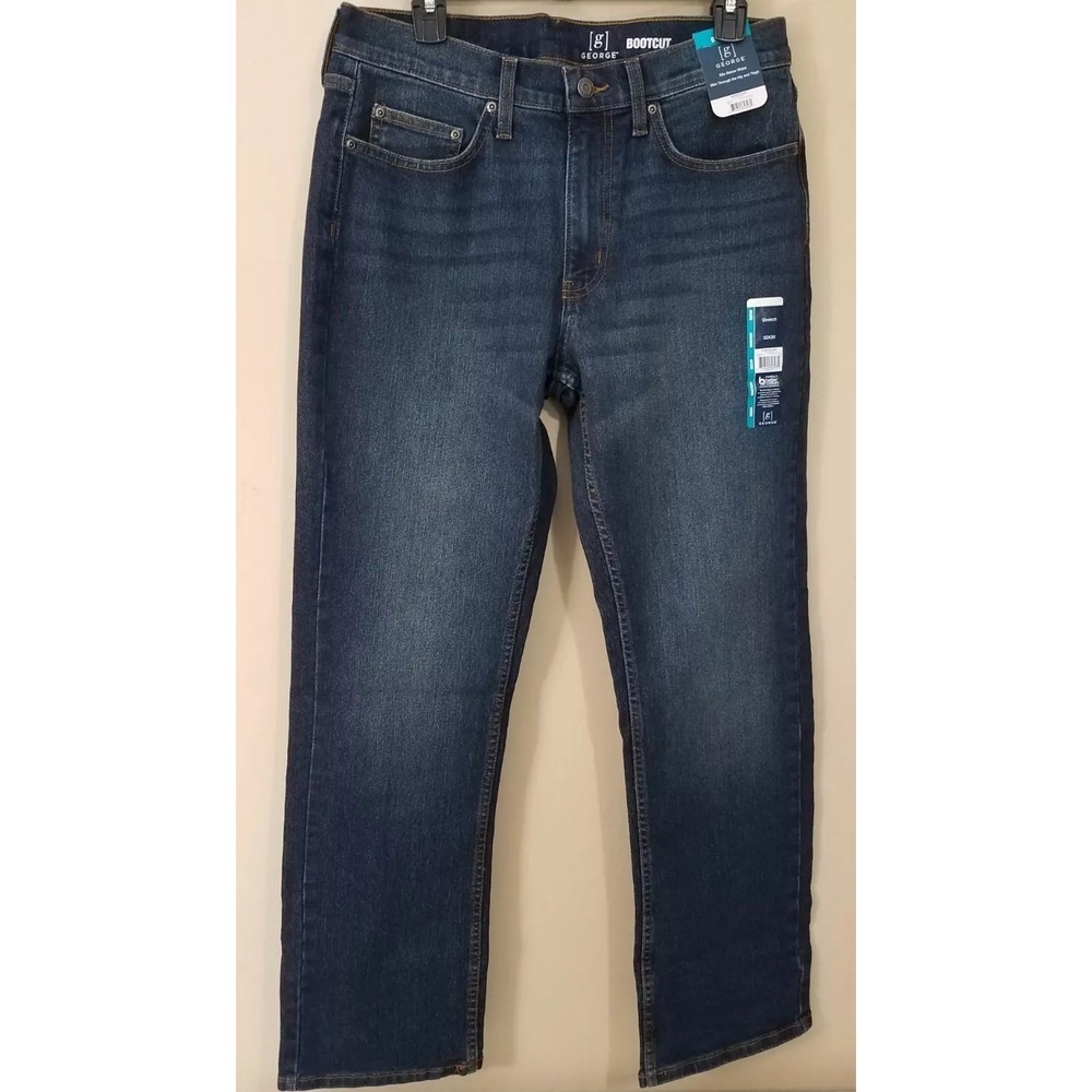 George Bootcut Jeans‎ Men 32 x30 Dark Wash Denim Pants Comfort Durability NEW